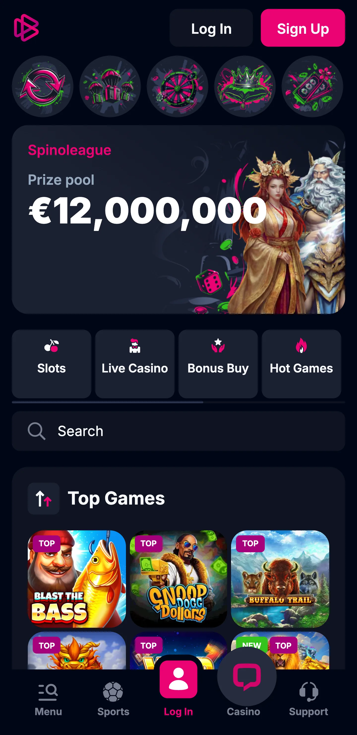 Betsio Casino mobile lobby and navigation